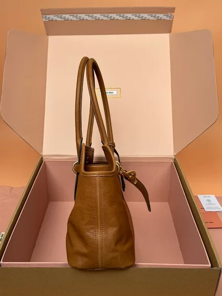 Miu Miu Aventure Large Tote Bag in Oak Nappa Leather product view 4