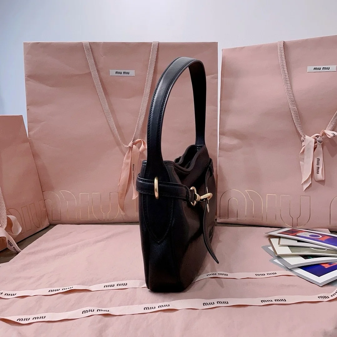 Miu Miu Aventure Small Shoulder Bag in Black Nappa Leather product view 2