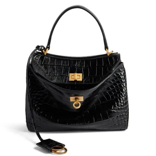Balenciaga Rodeo Mini Bag in Black Croc-Embossed Calfskin product photo