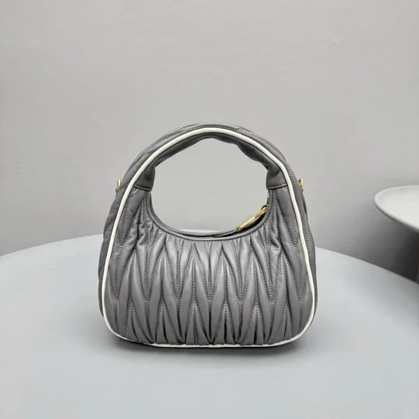 Miu Miu Wander Hobo Bag in Grey Matelasse Nappa Leather product view 10