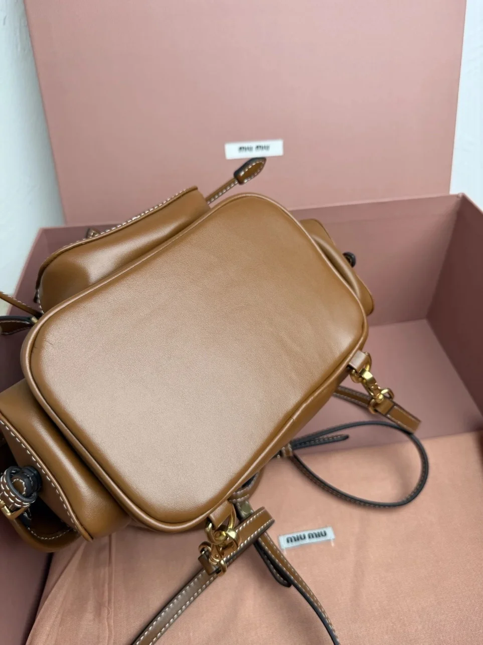 Miu Miu Small Backpack in Brown Calfskin product view 8