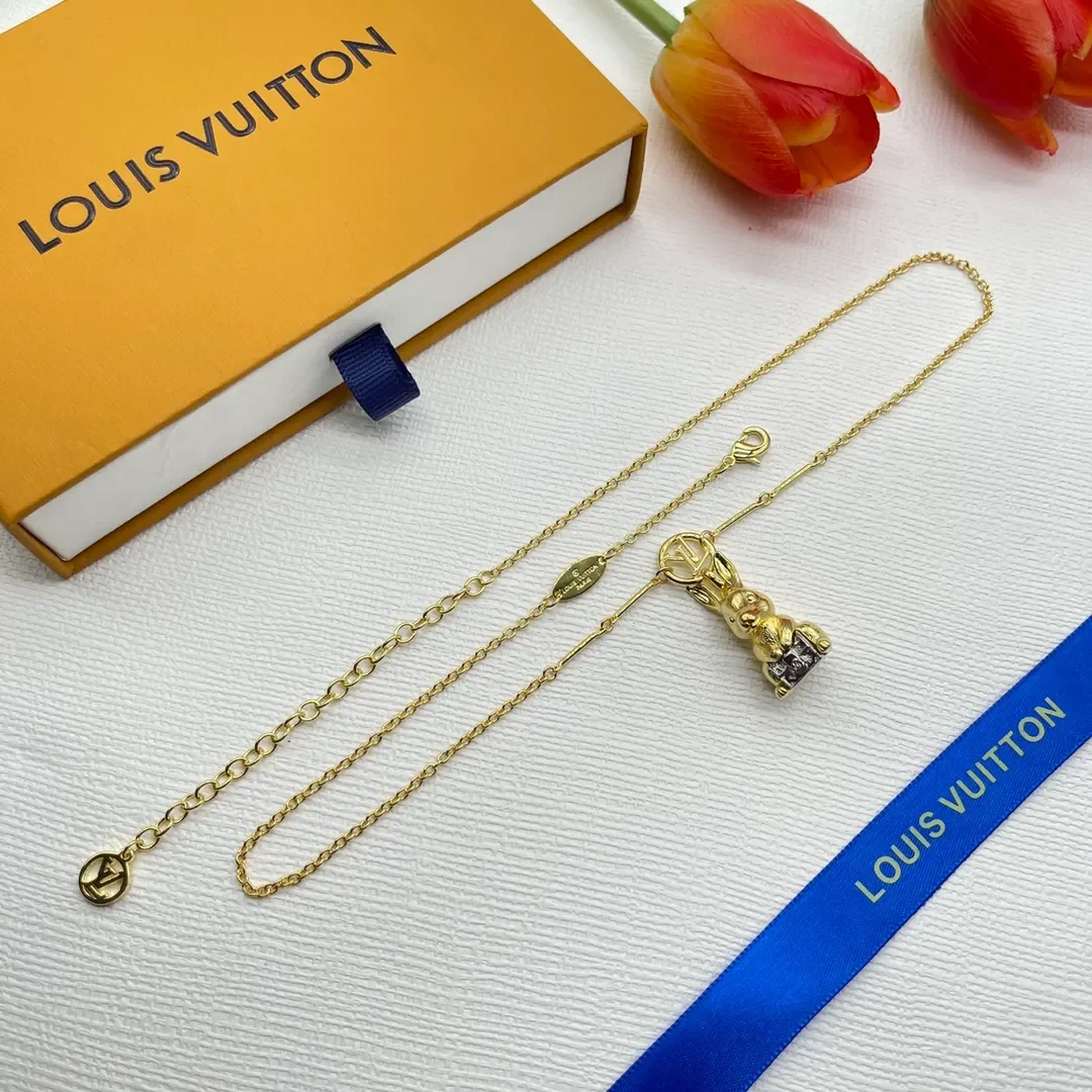 Louis Vuitton Sculptural Rabbit Pendant Necklace Gold-Tone product view 4