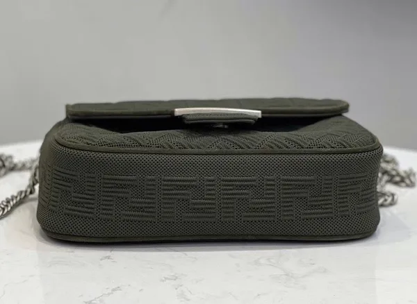 Fendi Baguette Chain Midi Bag In Green FF Fabric product view 5