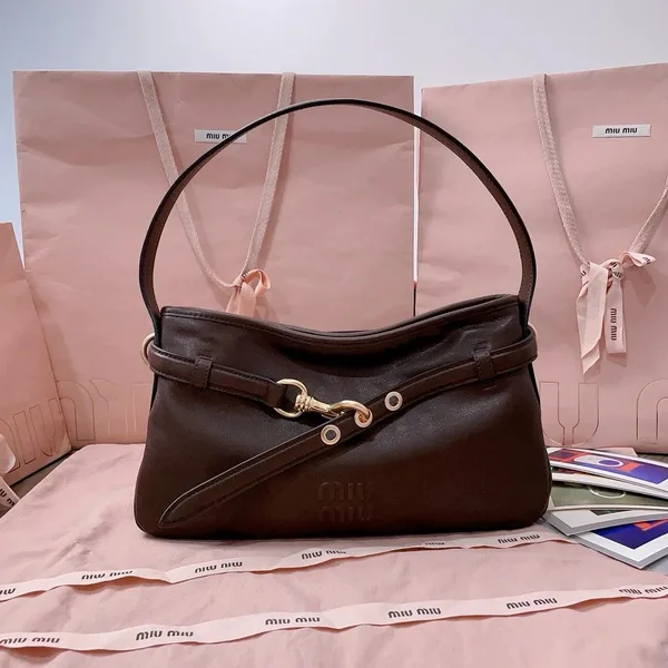 Miu Miu Aventure Small Shoulder Bag in Briarwood Nappa Leather product view 5