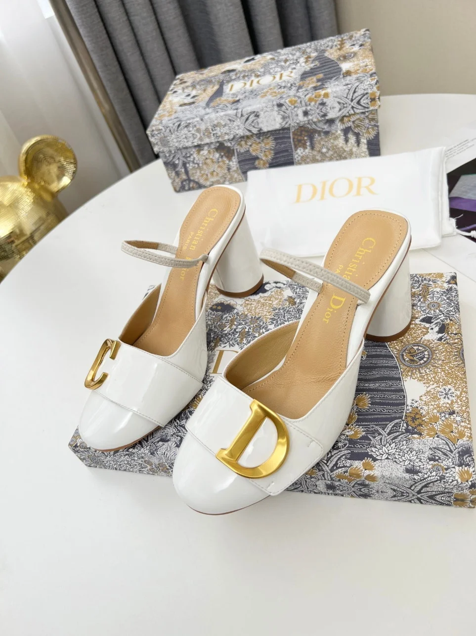 Dior C’est Slingback Pumps 80MM in White Patent Calfskin product view 8