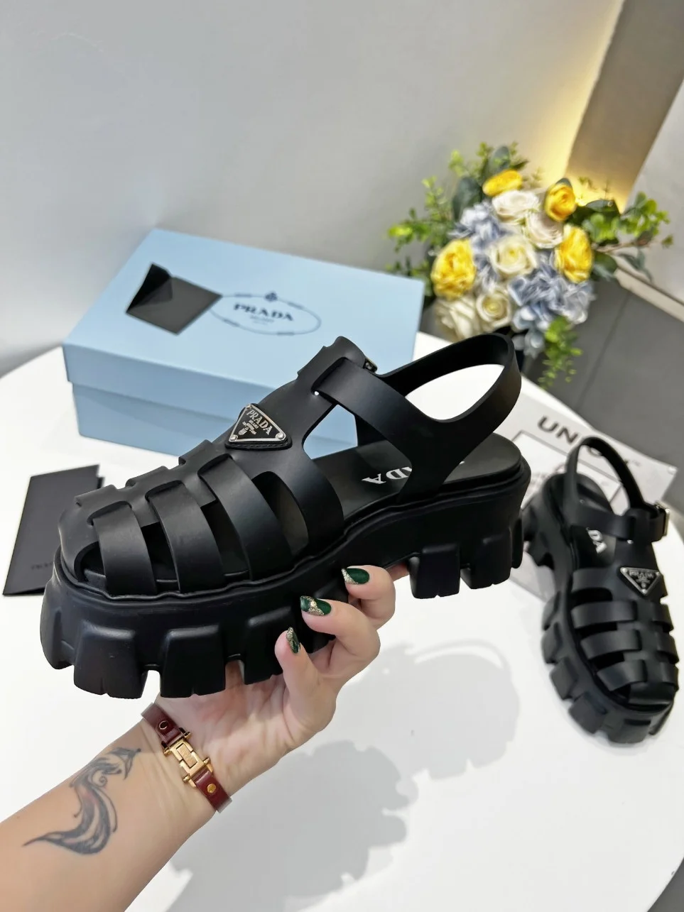 Prada Foam Sandals in Black Rubber product view 4