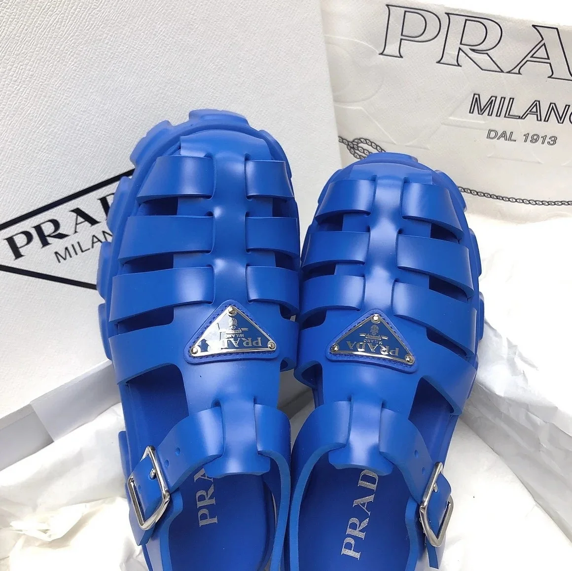 Prada Foam Sandals in Blue Rubber product view 6