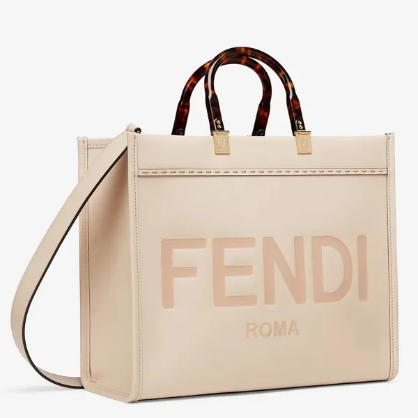 Fendi Sunshine Medium Tote Bag In Beige Calfskin product photo