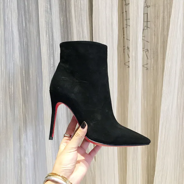 Christian Louboutin So Kate Booty 100 Suede-Effect Ankle Boots Black product view 5