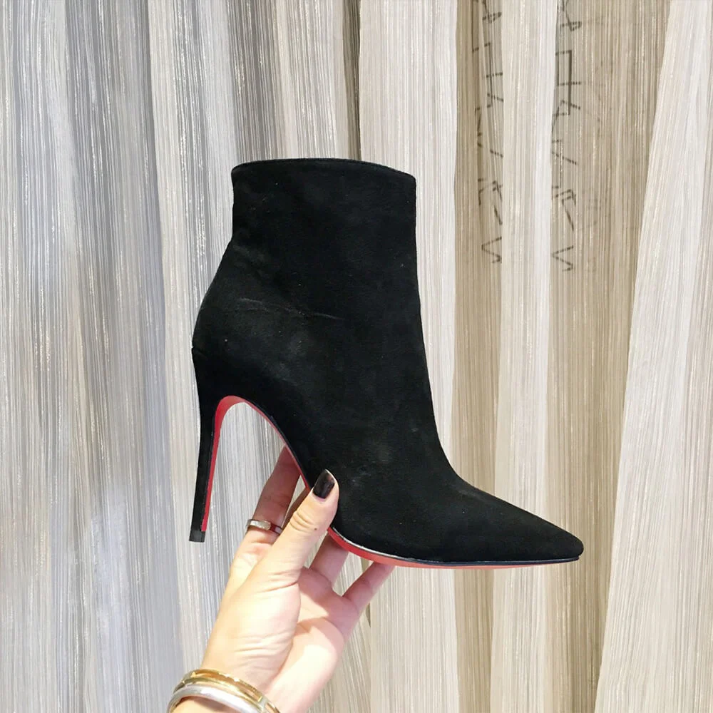 Christian Louboutin So Kate Booty 100 Suede-Effect Ankle Boots Black product view 5