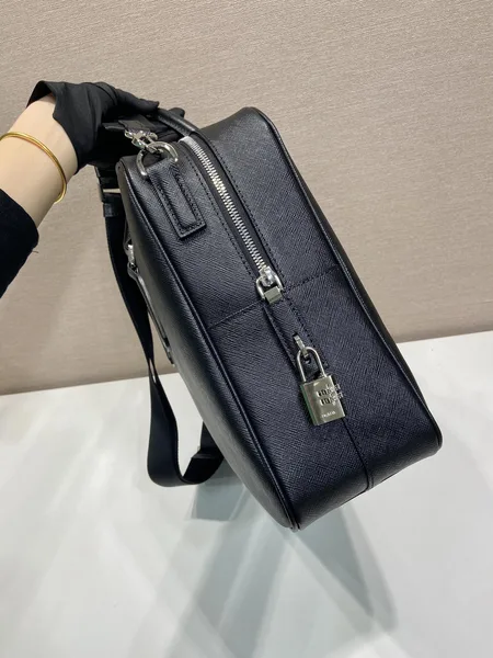 Prada Saffiano Leather Work Bag — Black product view 5