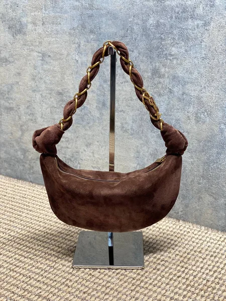 Saint Laurent Amalia Mini Hobo Bag — Dark Brown Suede product photo