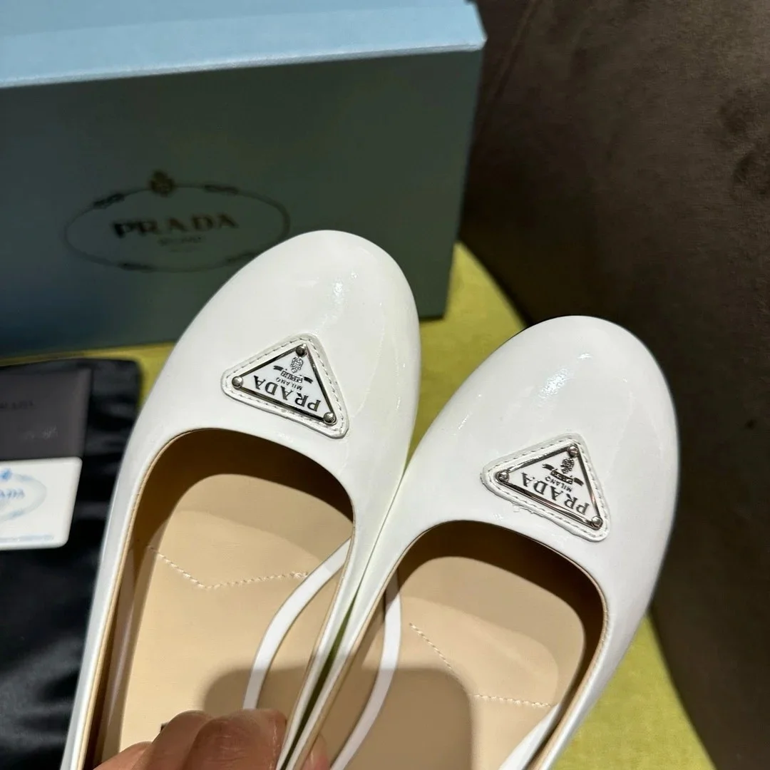 Prada Ballerinas in White Patent Leather product view 6