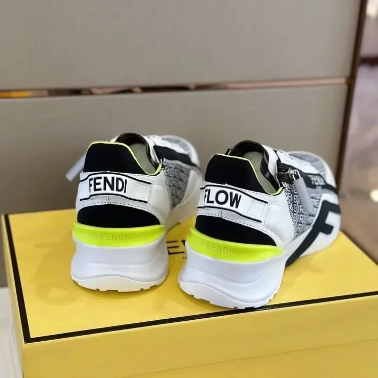 Fendi Flow Low-Top Sneakers — Black and White with Neon Accents product view 6