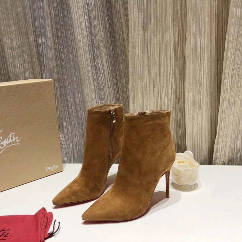 Christian Louboutin So Kate Booty 100 Suede-Effect Ankle Boots Brown product view 2