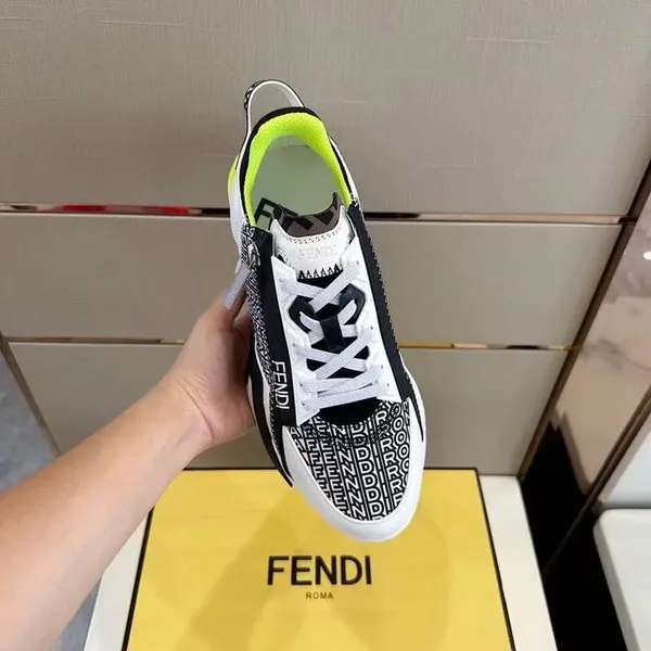 Fendi Flow Low-Top Sneakers — Black and White with Neon Accents product view 4