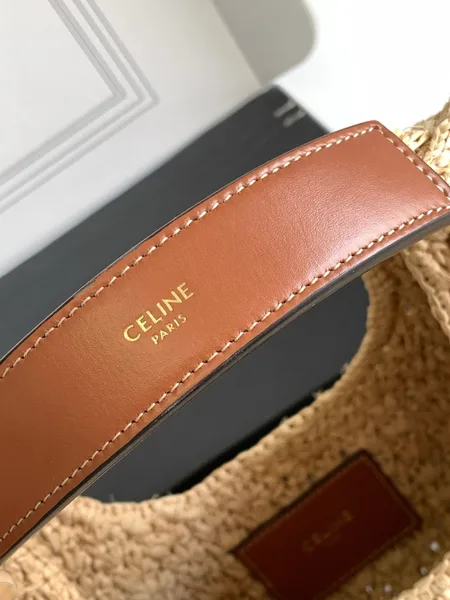 Celine Classic Panier Hobo Bag in Raffia and Leather product view 3