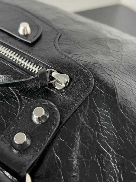 Balenciaga Le City Medium Bag in Black Arena Lambskin product view 6