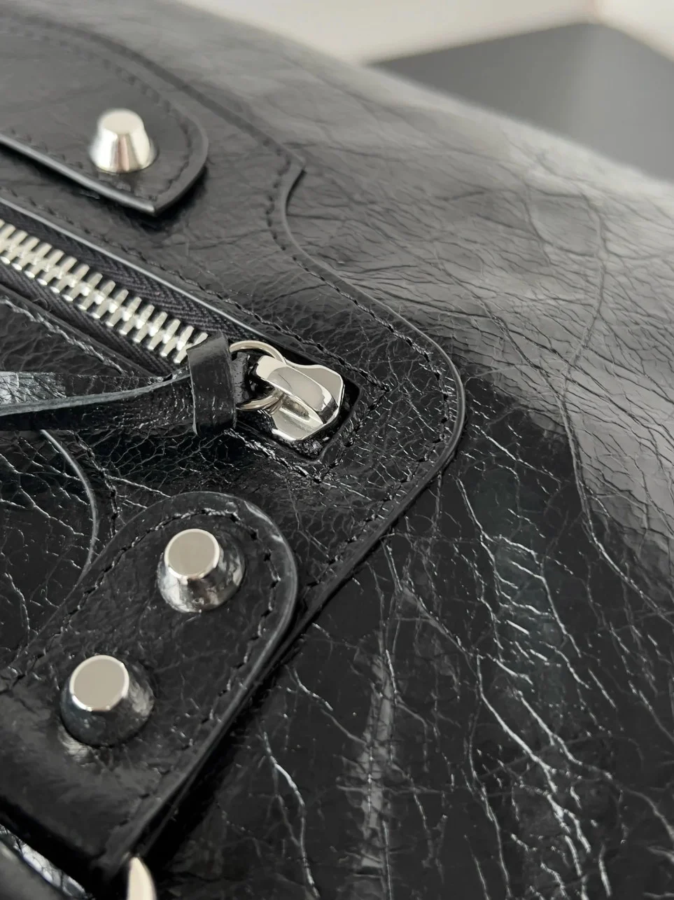 Balenciaga Le City Medium Bag in Black Arena Lambskin product view 6