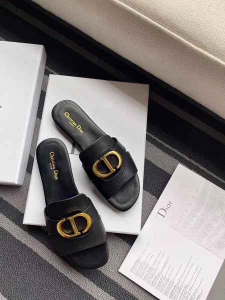 Dior 30 Montaigne Slides In Black Calfskin product view 8