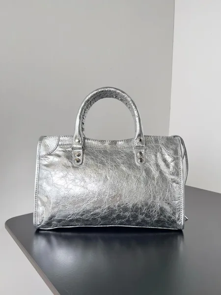 Balenciaga Le City Small Bag in Silver Metallic Lambskin product view 8