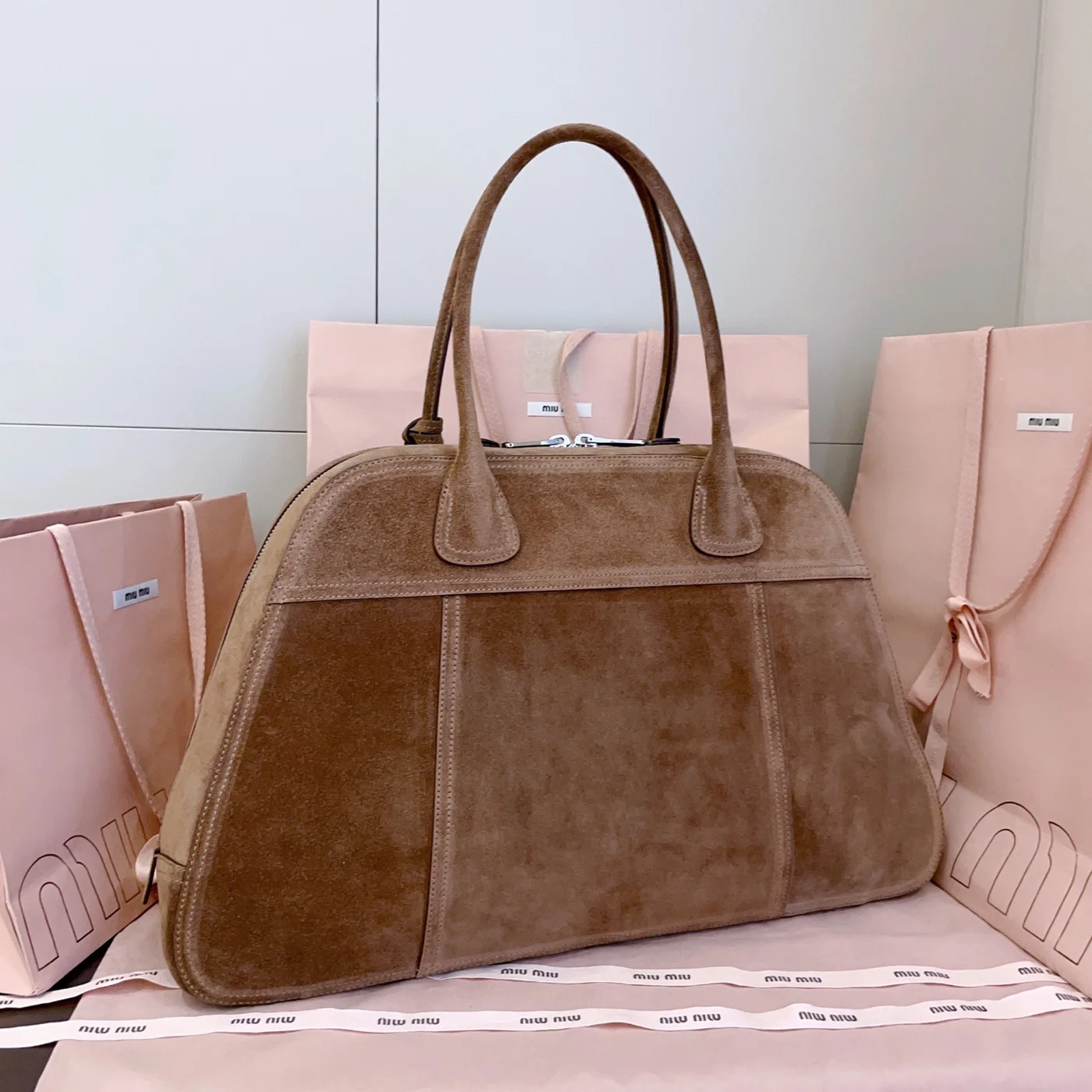 Miu Miu Vivant Bag — Brown Suede product view 3
